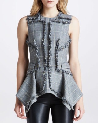 SPECIAL!  ALEXANDER MCQUEEN, MCQ PLAID,  100% WOOL ASYMMETRICAL TUNIC VEST
