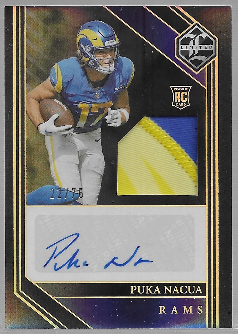 2023 Panini Limited Puka Nacua Rookie Patch Autographs Gold 2023 Panini Limited Puka Nacua Rookie Patch Autographs Gold