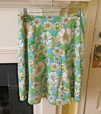 Vintage GAP Y2K Skirt Floral Pattern Cotton Lined Blue Green Textured Sz 6