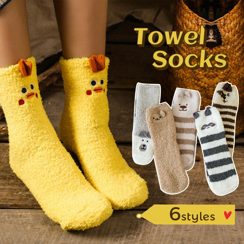 Soft Fuzzy Socks Women Cozy Winter Spring Warm Animal Slipper Funny Gift  Cotton