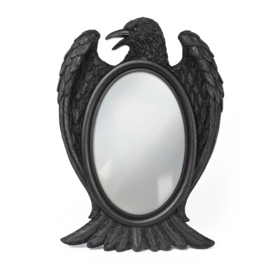 Alchemy Gothic Black Raven Mirror Wall or Free Standing Resin Decor Nevermore