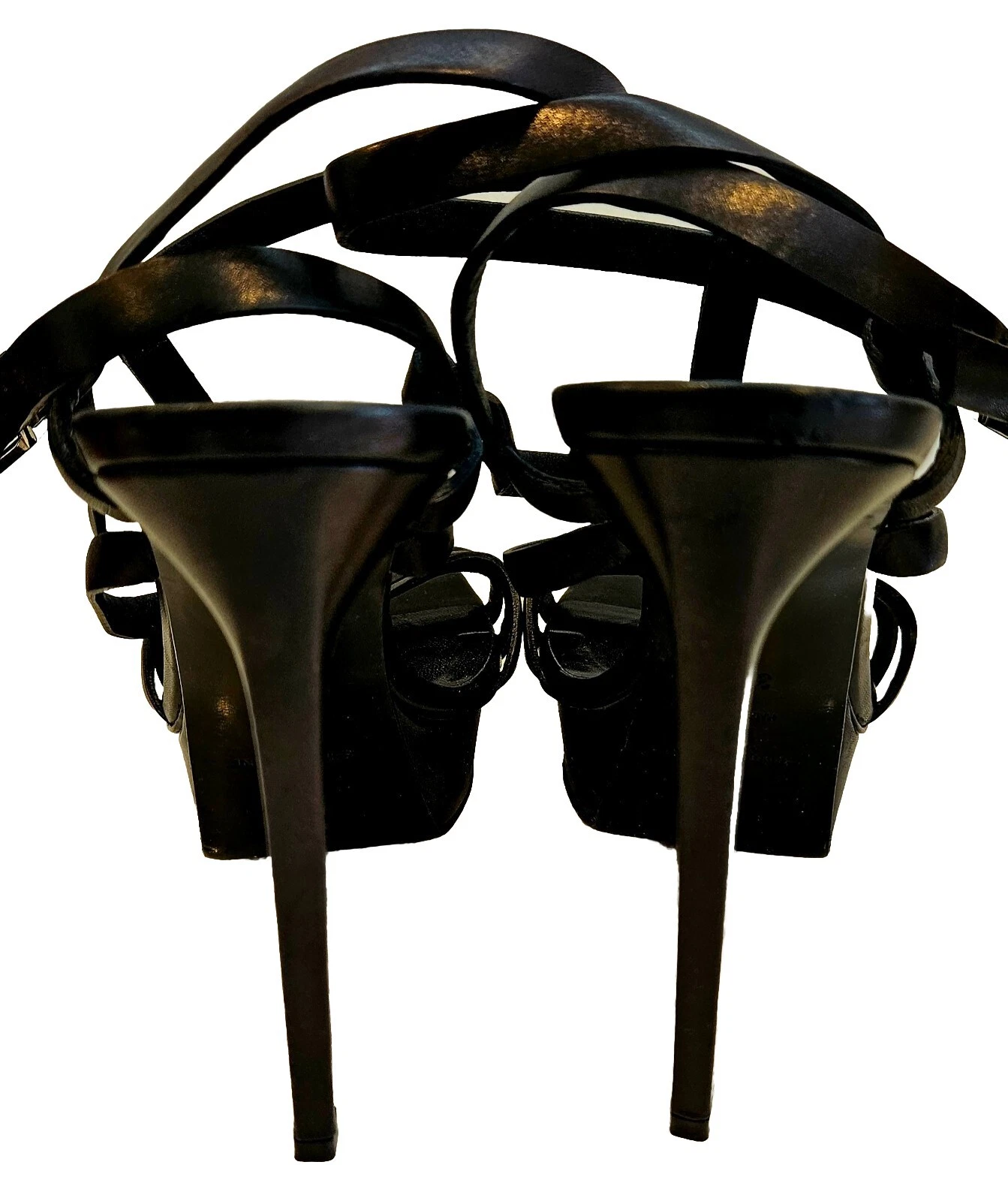 SAINT LAURENT (YSL) Sandalo a stiletto nero con cinturini a stiletto nero taglia 8 5 8 1 2