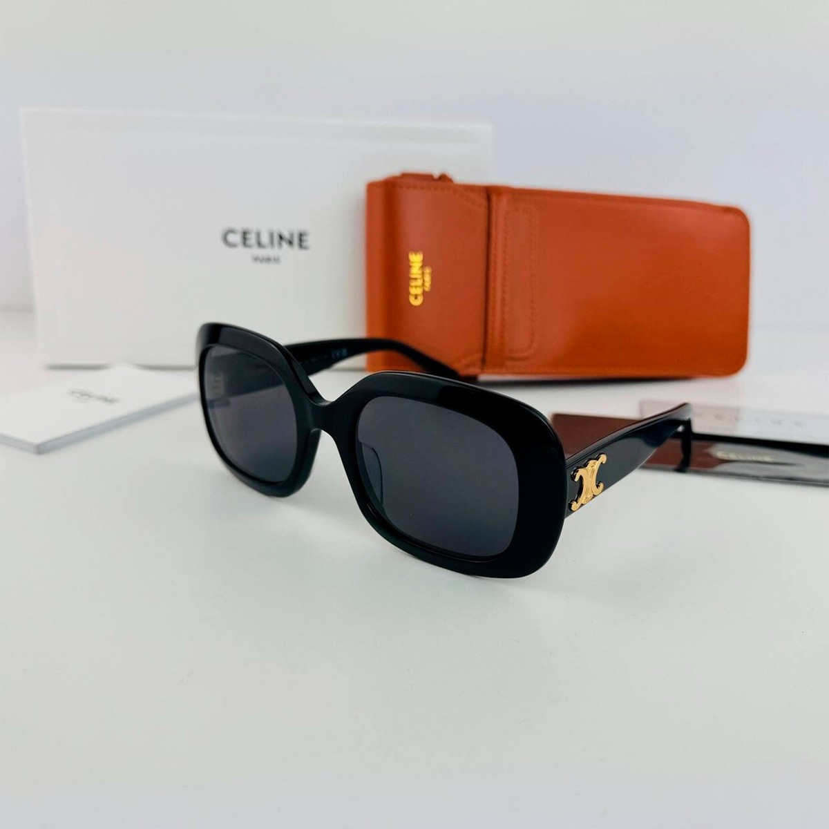 NEW CELINE SUNGLASSES BLACK GREY WOMEN EYEWEAR CELINE CELINE EYEWEAR Triomphe oval-frame acetate sunglasses | NET  main image 2