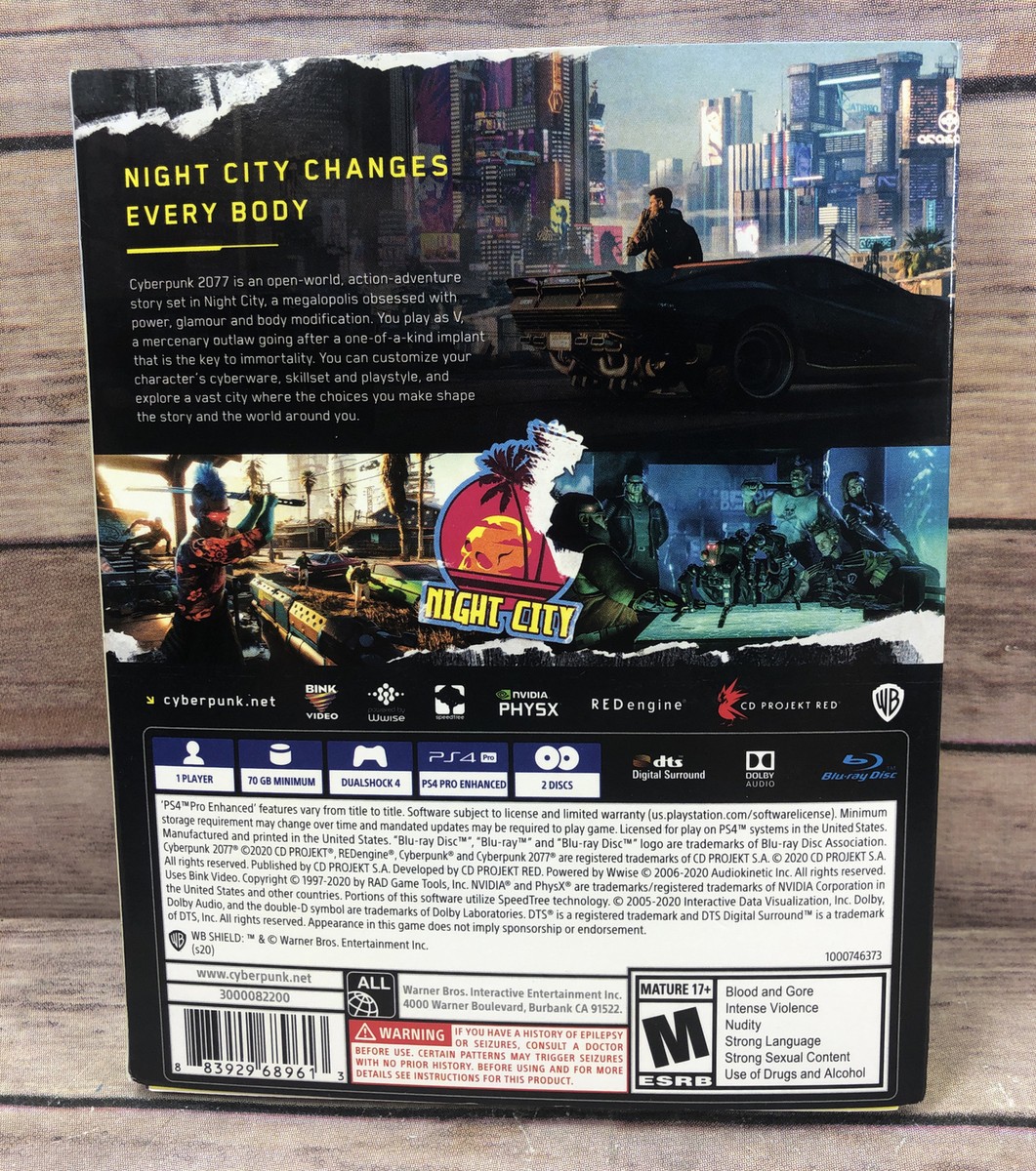 Cyberpunk 2077 PS4 Slip Cover Inserts Postcards Stickers Map Play