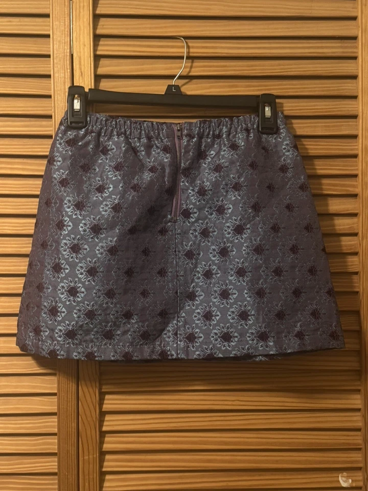 Minifalda formal de brocado de metal forrada floral púrpura y azul Peek Girls; XL (10) Foto 2 de 4