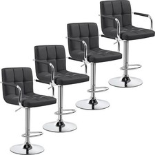 Yaheetech Bar Stools Set of 4, PU Leather Adjustable Barstools with Armrest