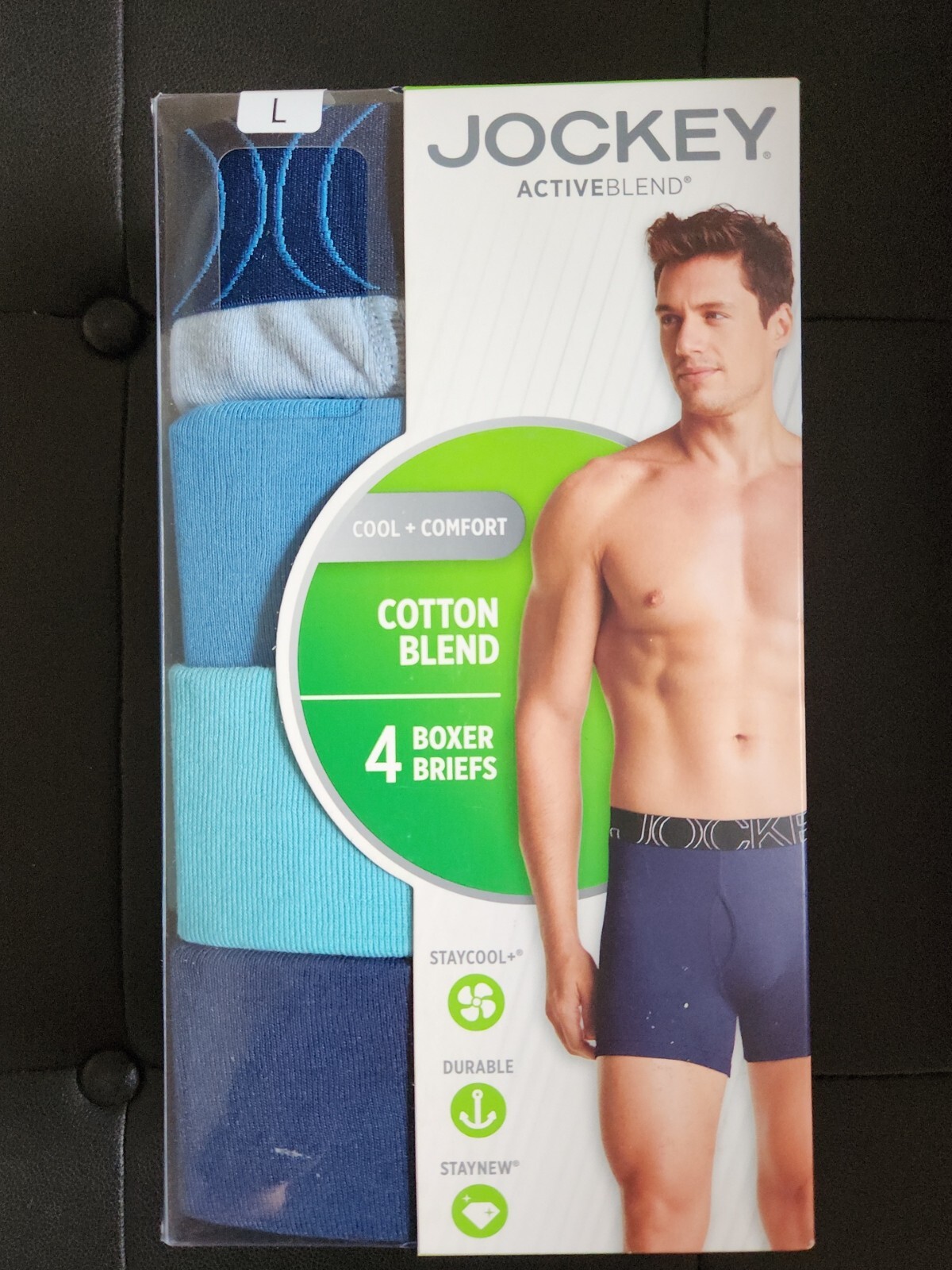 Jockey Active Blend Boxer Briefs Mens L 3638 Blue Gray 4 pack eBay