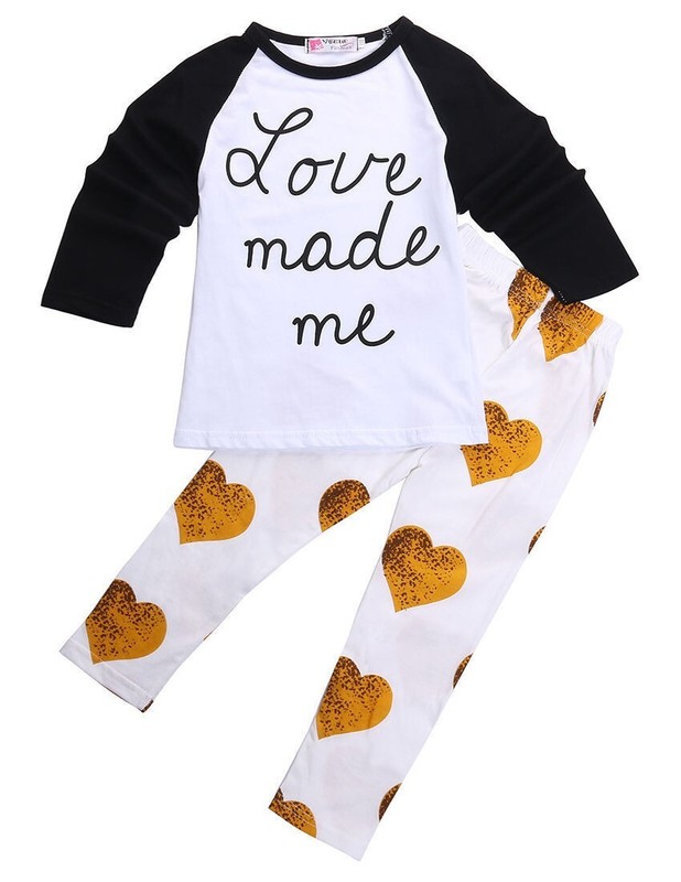 NEW Love Made Me Shirt Heart Leggings Girls Valentine's Day Outfit Size 3T