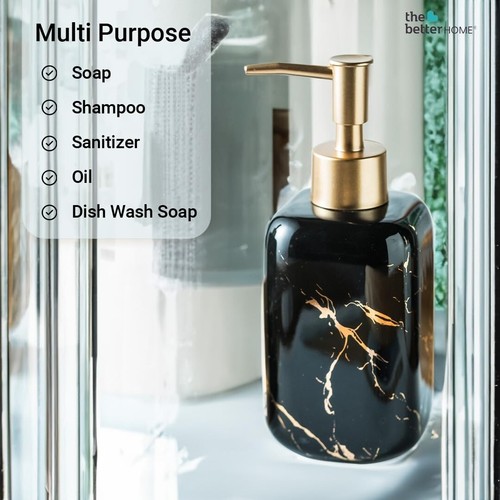 Keramik Premium Flüssige Seife Lotion Spender Handwäsche Schwarz 300 M L - Picture 4 of 4