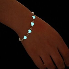 Heart Link Chain Bangles Glow In The Dark Bracelet Luminous Wristband Girls Gift