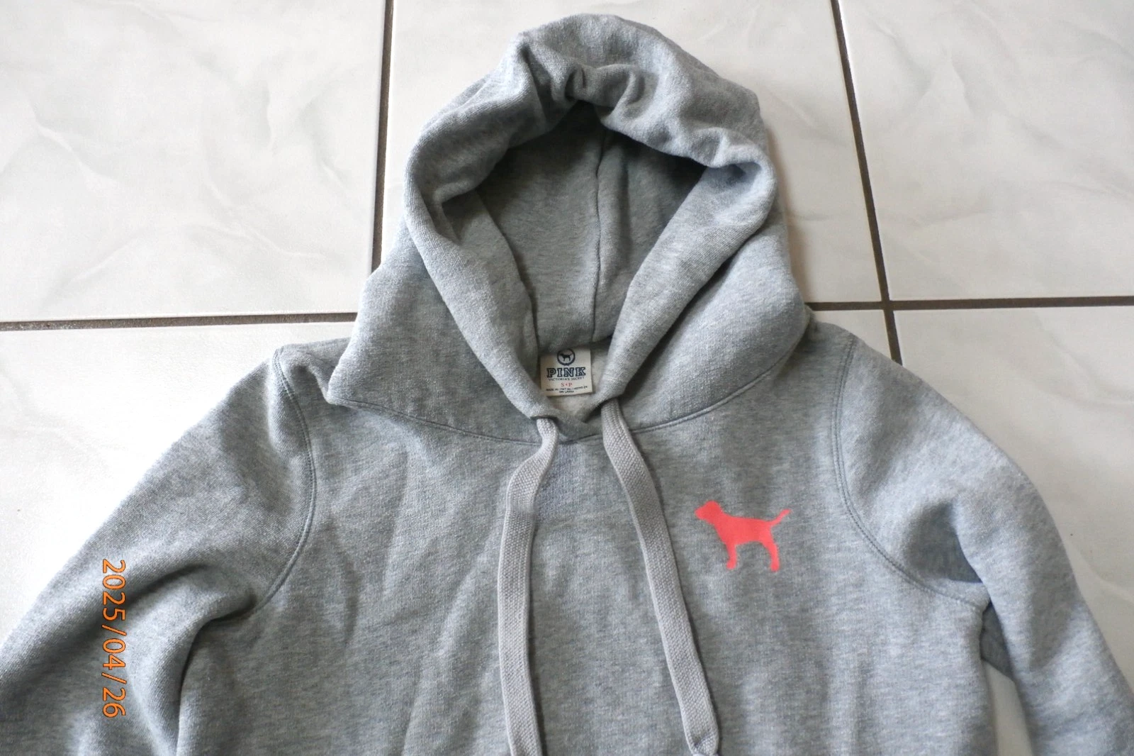 UNDERCOVER Felpa con cappuccio Victoria’s Secret LOVE PINK 1986 logo cane S grigio Y2K H14