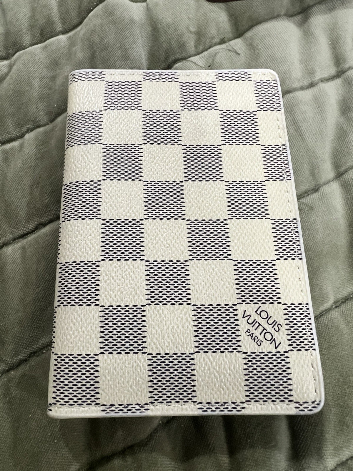 Louis Vuitton Checkered White Gray Women's Passport Cover Checkered