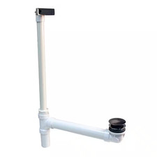 Tip-Toe Drain Hidden Linear Overflow Sch. 40 PVC Tub Waste, Polished Chrome