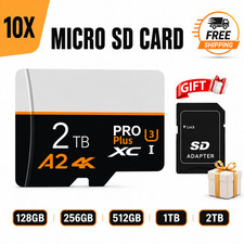 1TB Micro SD Card 2TB 512GB 128GB Class 10 A2 for Camera Phones Card & Adapter