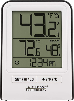 Wireless Indoor/Outdoor Temperature Monitor with Hi/Low Records, Humidity, 12/24