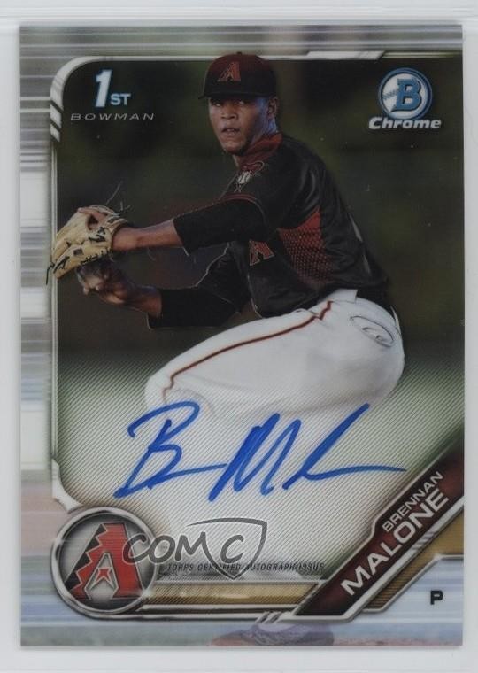 2019 Bowman Draft Chrome Draft Pick Auto Brennan Malone #CDA-BM Auto 01nw