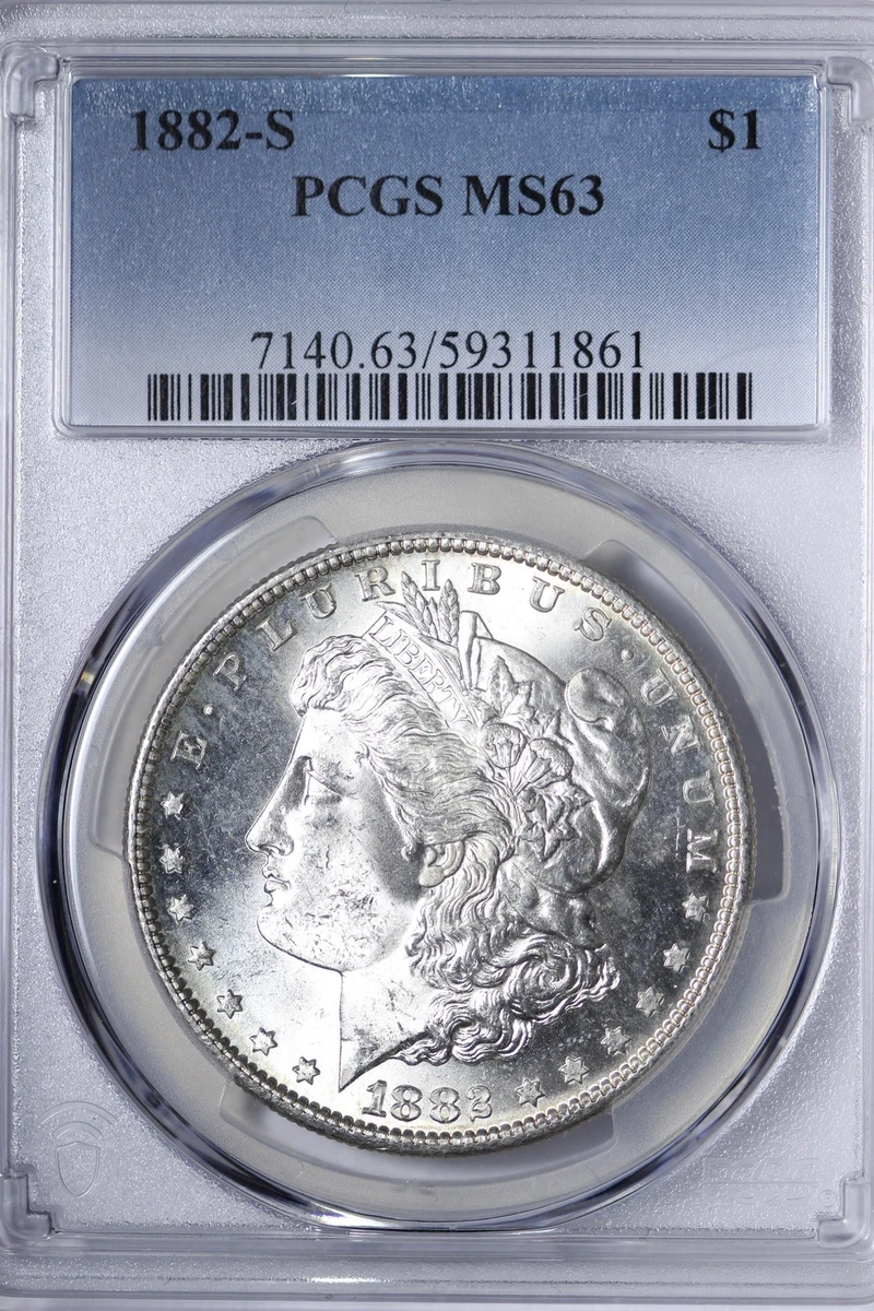Silver MS 63 Graded 1882 Year Morgan US Dollars (1878-1921) for