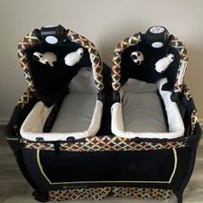 Twin Baby Playard Nursery Center w/ 2 Bassinets Changing Table   Complete Set