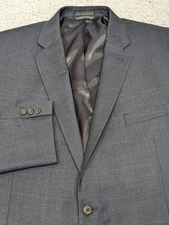 Lauren Ralph Lauren Sport Coat Blazer Gray Blue Windowpane Plaid 46R NWOT