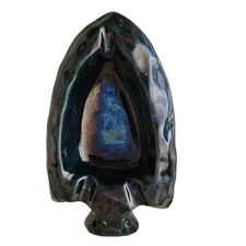 Frankoma Arrowhead Shiny Black Ashtray Trinket Dish Ceramic Retro MCM Retro 50's