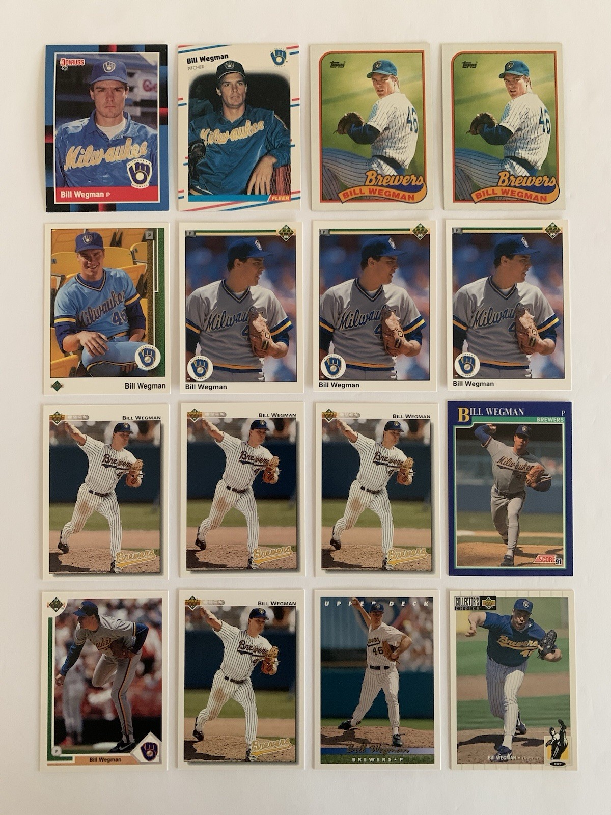 Bill Wegman Lot of (20) Baseball Cards 1988-1994 ~ Brewers