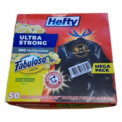 Hefty Ultrastarke Mehrzweck-Müllbeutel, groß, Schwarz, Fabuloso-Zitronenduft, 10