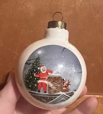 vintage White glass Ball christmas ornaments Santa