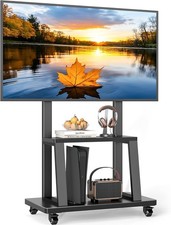 New Rfiver Mobile TV Cart Rolling TV Stand for 37-75 inch TVs Up to 150lbs, He