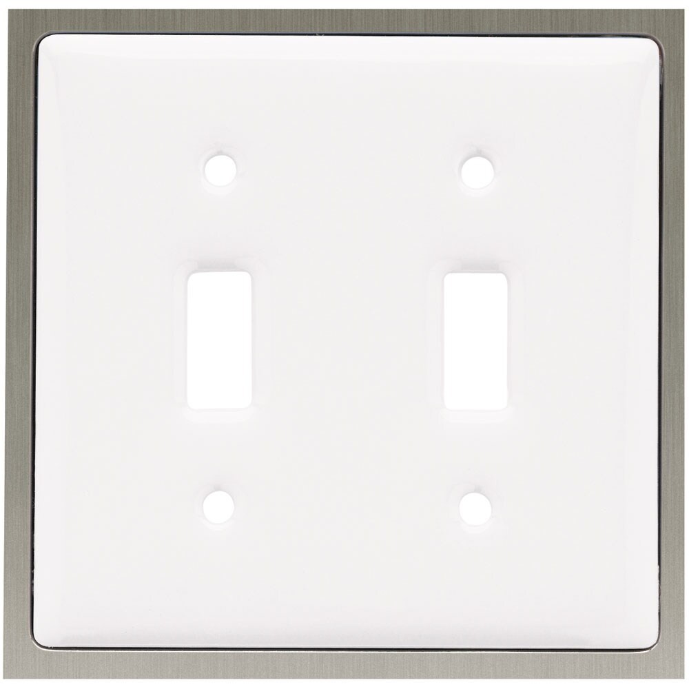 Double Switch White Ceramic & Satin Nickel