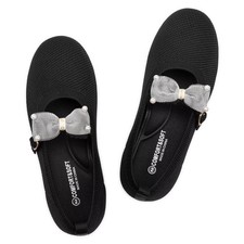 Girls Flat Shoes Mary Janes with Bow Lightweight Comfort Cute Shoes Black
