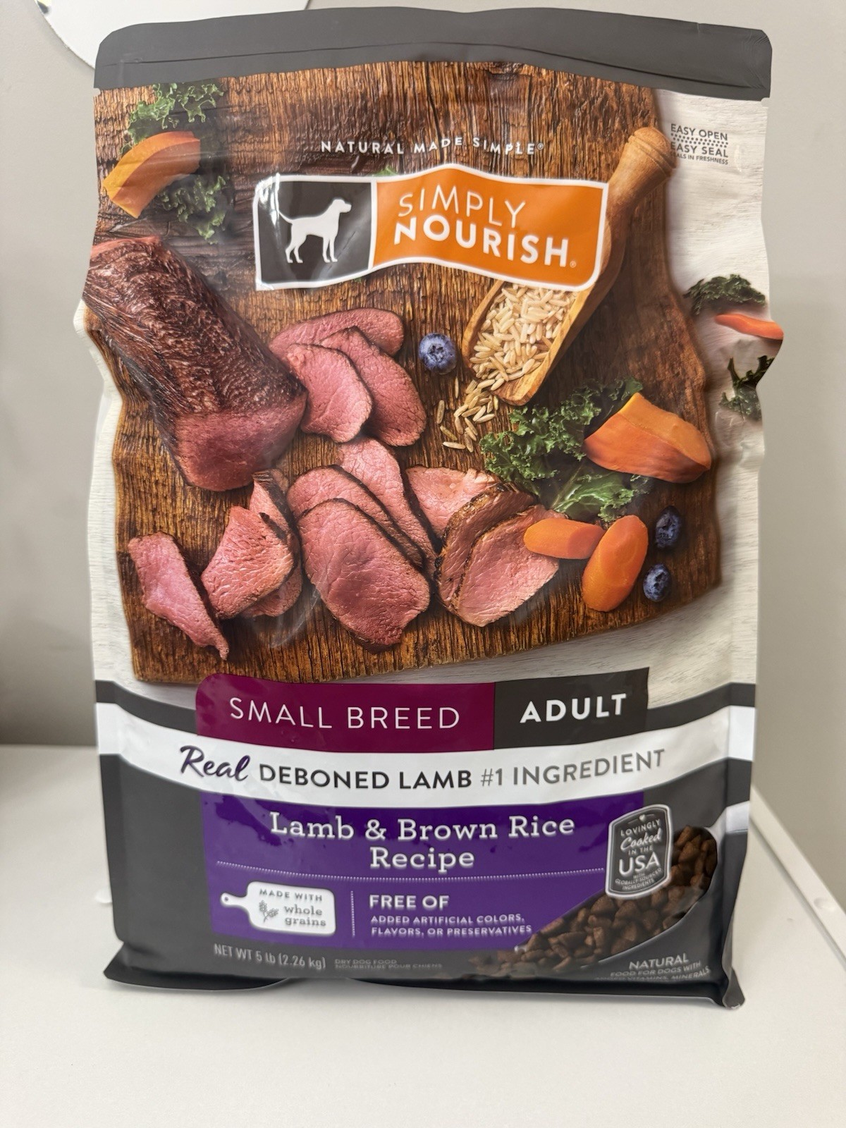 SIMPLY NOURISH Small Breed Adult Lamb & Brown Rice Dry Dog Food – Size 5 lb
