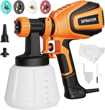 Paint Sprayer, 700W HVLP Spray Gun with Cleaning & Blowing Joints, 4 Orange 