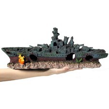 Aquarium Resin Sunken Pirate Ship Reusable for Fish Tank Cave Decor Accessories