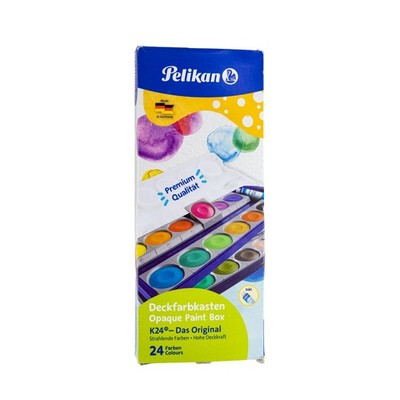 Pelikan Deckfarbenkasten K24 - 24 Farben Malkasten Schulfarben Deckfarbkasten