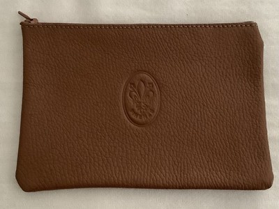 Genuine Leather Brown Cosmetic Bag/Everyday Organizer from Florence Italy - New