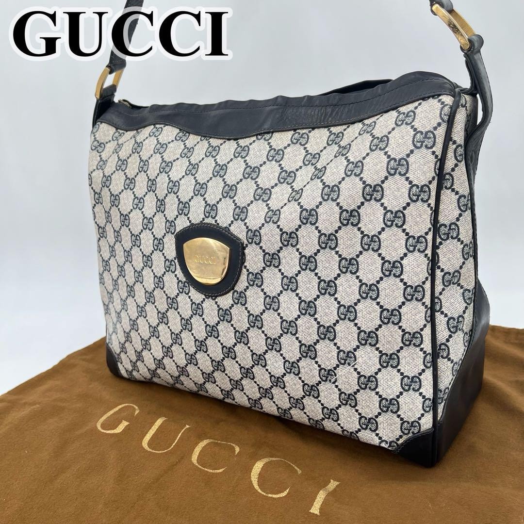 Gucci GG Pattern Crossbody Shoulder Bag with Gold Hardware Like New