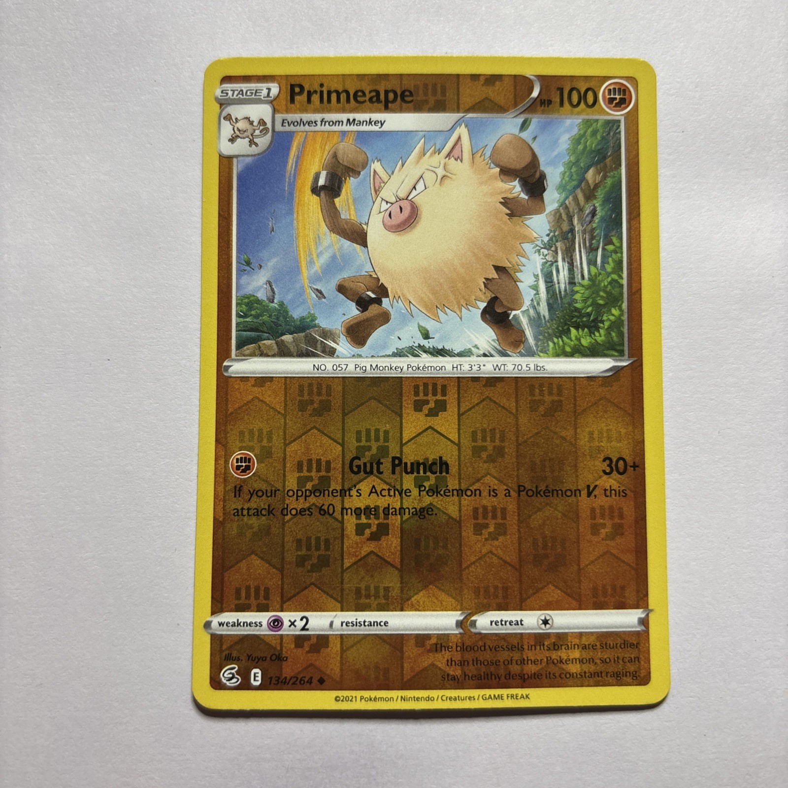 Primeape Reverse Holo - 134/264 - Fusion Strike Pokemon 2021
