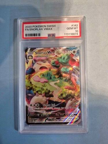 Pokémon Snorlax VMAX 142/202 Swsh01: Sword & Shield Holo PSA 10