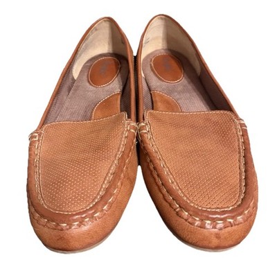 BOC Born Concept Tan Jana Women's Loafers Perforated Shoes Size 10W Faux Leather