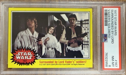 1977 Topps Star Wars #167 Surrounded by Lord Vader's soldiers! — PSA 8