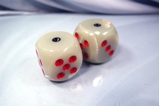 2pc Vtg Green Onyx Dice 2" Large Hand Carved Natural Stone Paperweight