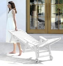 Patio Lounge Chair Poolside Outdoor Adjustable Reclining Lounger