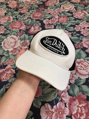 Vintage Von Dutch Trucker Cap Mütze Schwarz & Weiß Y2K Iconic Logo 