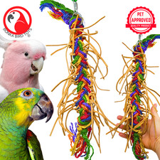 Bonka Bird Toys 2629 Large Leather Braid Chew Preen Pull Tug Parrot Cage Toy Pet