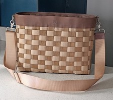 Longaberger TO GO Large Basket Bag Tote Woven Leather Tan