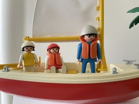 VINTAGE  PLAYMOBIL Sailboat, ALPHA 800, Shark& Figures Mixed Lot Summer Fun Vaca