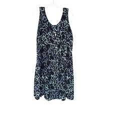 Tropical Group Dress Blue Sleeveless Button Up Hawaiian Beachy Vacation Size XL