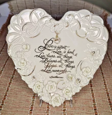 Bradford Exchange Decorative Heart Shape Plate "Love Is Patient" Corinthians COA