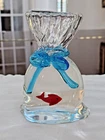 Vtg Art Glass Fish In A Bag/Goldfish Aquarium Paperweight; Murano-style; EUC