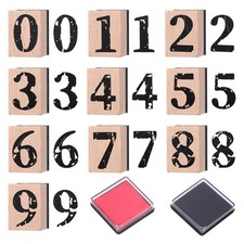 10 Pcs Number Stamps Set, Wooden Number Rubber Stamps 0-9 with 2 Colors Stamp...